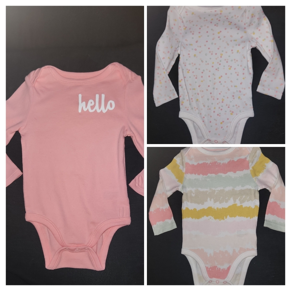 3/$20 Cloud Island Long Sleeve Onesies 12M